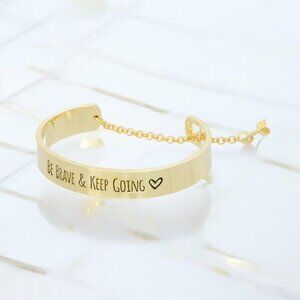 Be Brave & Keep Going Goldtone Message Toggle Bracelet